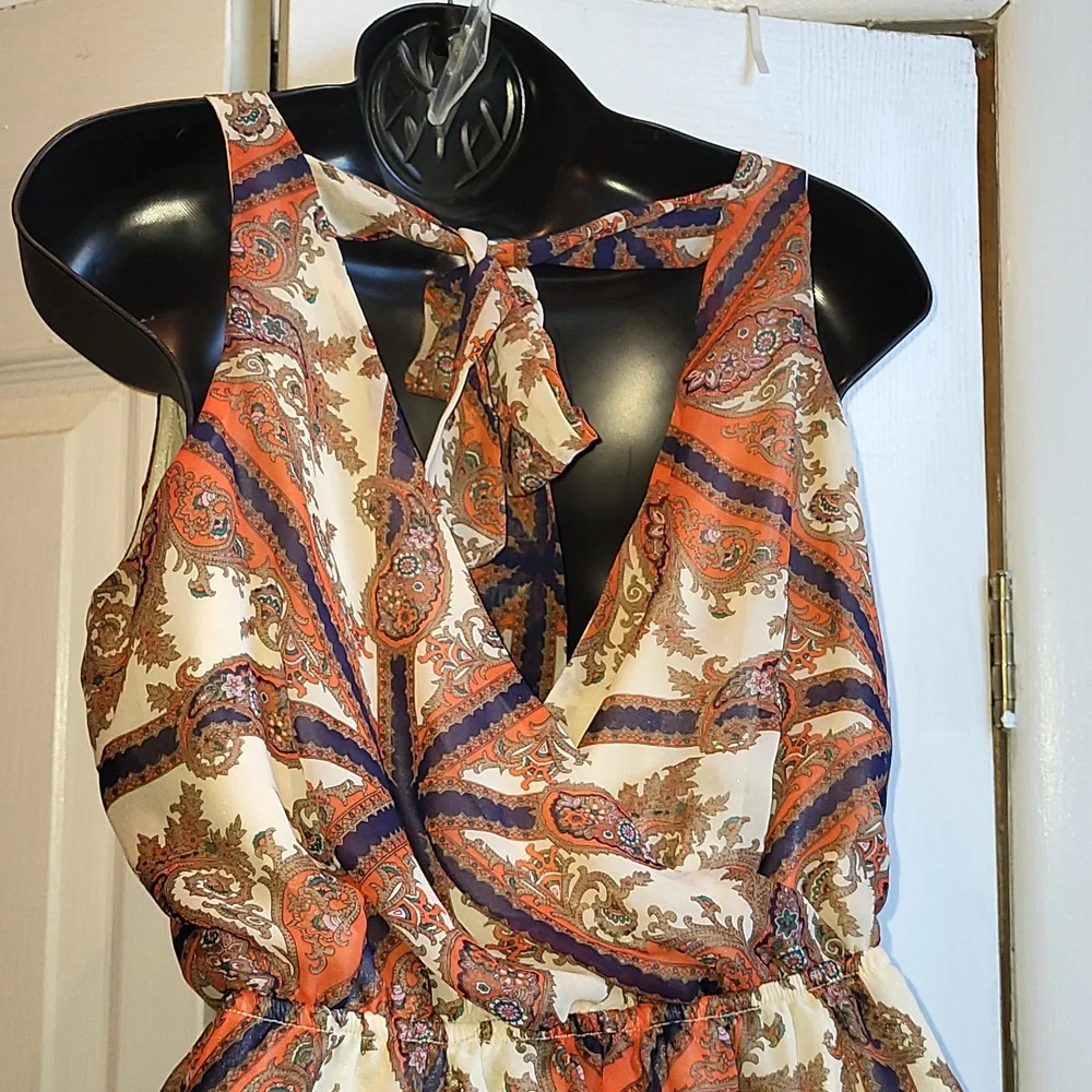 Paisley Print Cross Back sleeveless Dress - Picture 4 of 6